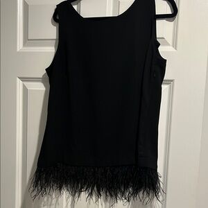 Talbots Black Sleeveless Top with Feather Hem